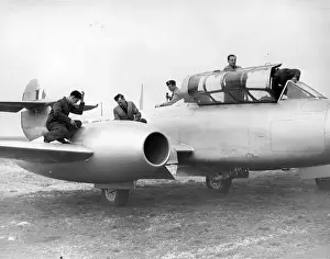 A Gloster Meteor T7 is prepared for another flight