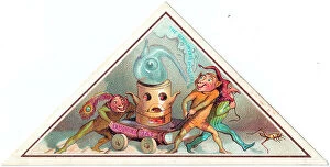 Elves Collection: Three goblins with laughing gas on a Christmas card