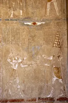 Deities Prints: God Anubis (jackal-face) and god Amon (feather headdress). T