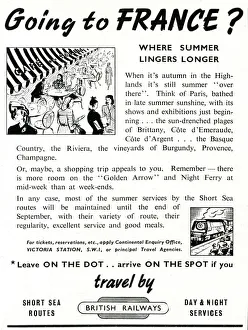 Images Dated 1st October 2019: Going to France? - British Railways advertisement