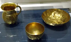 Asiatic Prints: Gold bowl and jar from Oxus Treasure. 5th-4th centuries BC