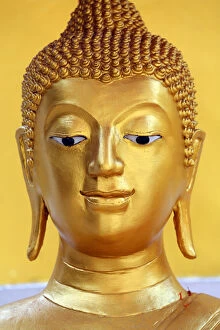 Temples Collection: Gold Buddha statue head Wat Panping Temple, Chiang Mai