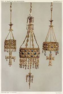 Images Dated 23rd February 2021: Gold crowns worn by the Visigoth rulers of France in the Seventh Century Date