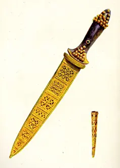 Handle Prints: Gold dagger in ornate golden sheath, Ur