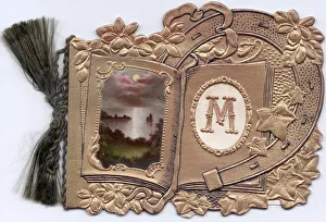 Tassel Collection: Gold embossed greetings card with initial M