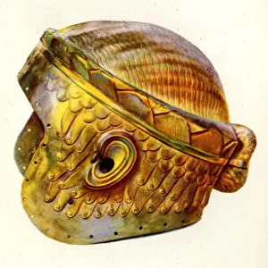 Metalwork Prints: Gold helmet of Meskalamdug, Ur