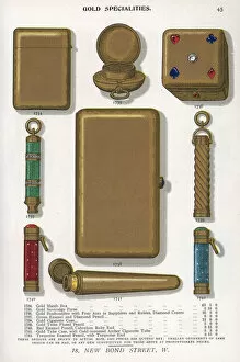 Gold jewerlry including match box, cigarette