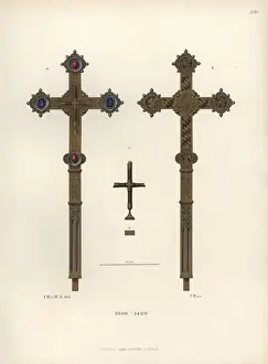 Gold-plated silver cross decorated with rubies