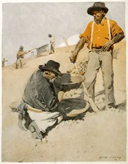 Shirt Sleeves Prints: Gold prospectors panning in Australia