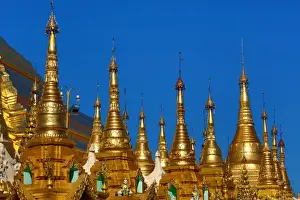 Gold stupa and spires, Shwedagon Pagoda, Yangon, Myanmar