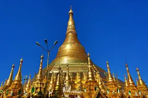 Gold stupa and spires, Shwedagon Pagoda, Yangon, Myanmar