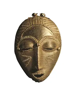 Art Sticos Prints: Golden mask. Baule art. Jewelry. Proc: CԔE-D IVOIRE