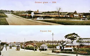 Tube Prints: Golders Green tube station, NW London, and an earlier view
