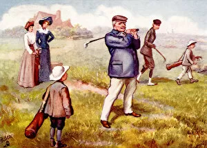 Occasions Collection: Golf caddie inadvertantly pokes fun at man golfing Date: 1910