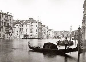 Gondola and Railto bridge, Venice, Italy, c. 1880 s