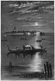 Moon Lit Prints: Gondola at Venice