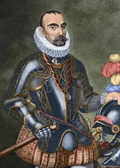 Viceroy Prints: Gonzalo Fernandez de Cordoba (1453-1515). Engraving. Colored