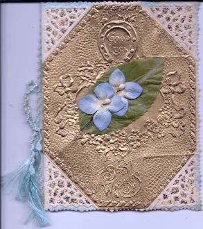 Tassel Collection: Good Luck card with flowers and horseshoe