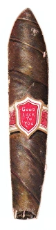 Images Dated 5th October 2017: Good Luck card in the shape of a cigar