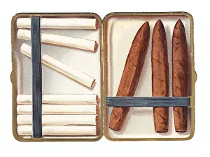 Images Dated 9th May 2018: Good Luck card in the shape of a cigarette and cigar box