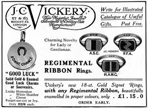Jewellers Prints: Good luck charm & regimental ribbon rings, WW1