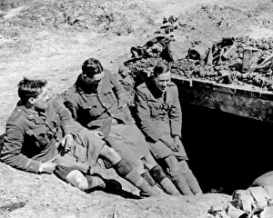 Relaxed Prints: Gordon Highlanders relax outside dugout, WW1