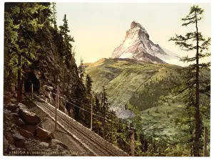 Matterhorn Prints: Gornergrat Railway and Matterhorn, Valais, Alps of, Switzerl