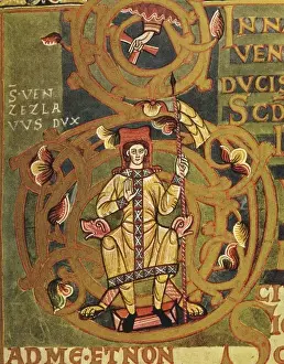 Gospel of Visherad. 1083. Detail of Saint Wenceslas