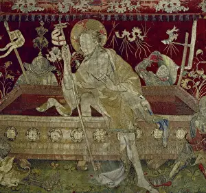 Needlework Prints: Gothic. Altarpiece. 14-15th century. Fancywork. Christs res
