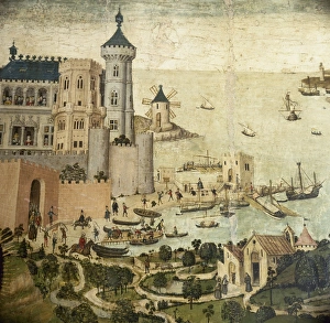 Altarpiece Gallery: Gothic. Altarpiece of Sant Jordi by Pere Nicart. Detail. Pal