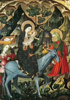 Nativity Prints: Gothic Art. Spain. 15th century. The flight into Egypt