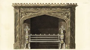 14th Century Prints: Gothic chimney-piece in Mona marble