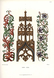 Artworksandappliancesfromthemiddleagestothe17thcentury Collection: Gothic ornament and scrollwork of the late 15th, early 16thC