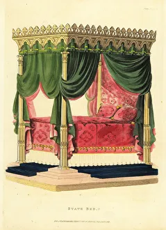 Furnishings Prints: Gothic style State Bed, 1823