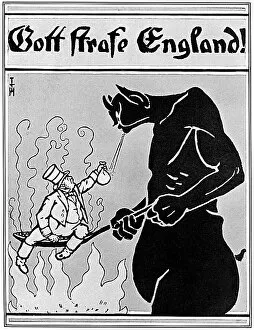 Bull Collection: Gott Strafe England - German poster, WW1