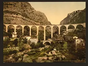 Grasse Prints: Gourdon, gorge of the wolf, the bridge, Grasse, France
