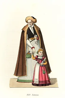 Edmond Lechevallier Chevignard Prints: Governess and girl of Silesia, 16th century