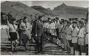 Governor inspecting scouts at a rally, Mauritius