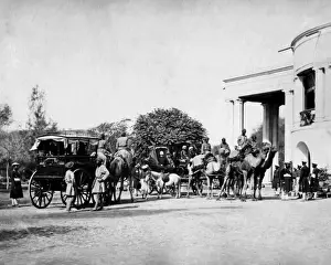 Governor of Punjab with camel carriages, India