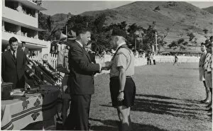 Acorn Gallery: Governor and scouting leader at a rally, Mauritius