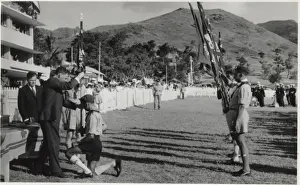 Rennie Prints: Governor and scouts at a rally, Mauritius