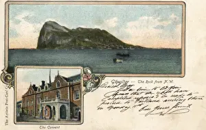 Governors Prints: Governors residence and The Rock, Gibraltar