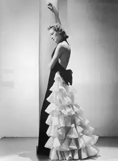 Organdie Prints: Gown with Frills / Rochas