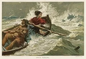 Images Dated 29th July 2015: Grace Darling, rowing with her father