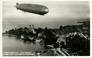 Towers Collection: The Graf Zeppelin flying over Friedrichshafen, Germany