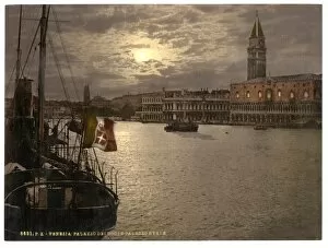 Moon Light Collection: Grand Canal and Doges Palace by moonlight, Venice, Italy