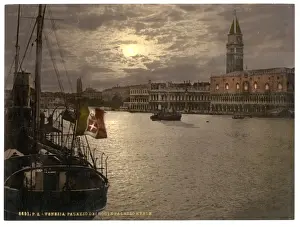 Moon Light Prints: Grand Canal and Doges Palace by moonlight, Venice, Italy