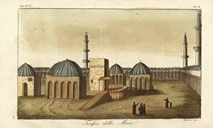 The Grand Mosque of Mecca, showing the Kaaba, 1800s