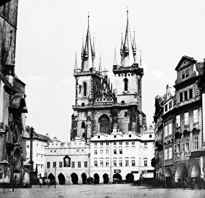 Prague Collection: The Grand Square, Prague, hand-coloured photo