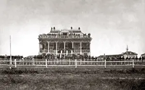 Racecourse Prints: Grandstand at Shanghai racecourse, China, circa 1880. Date: circa 1880